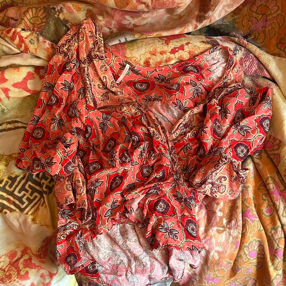 Floral Red Blouse